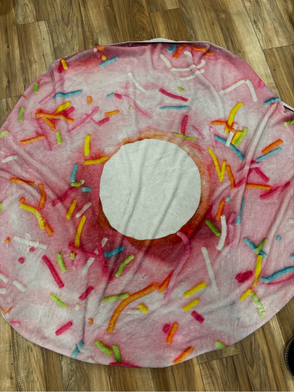 Pink Donut Plush Round Blanket with Colorful Sprinkles Imaginative Cozy